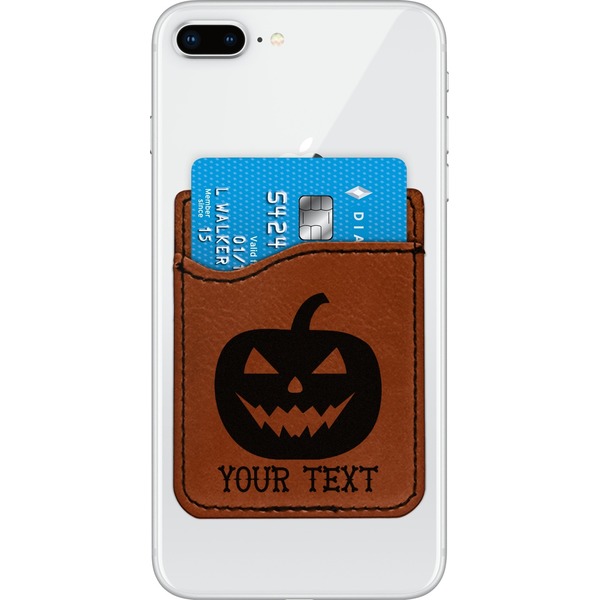 Custom Halloween Pumpkin Leatherette Phone Wallet (Personalized)