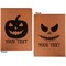 Halloween Pumpkin Cognac Leatherette Portfolios with Notepad - Small - Double Sided- Apvl