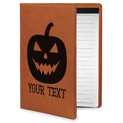 Halloween Pumpkin Leatherette Portfolio with Notepad - Small - Double Sided (Personalized)