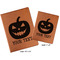 Halloween Pumpkin Cognac Leatherette Portfolios with Notepads - Compare Sizes