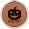 Halloween Pumpkin Cognac Leatherette Round Coasters w/ Silver Edge - Single