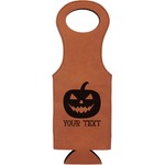 Halloween Pumpkin Leatherette Wine Tote - Double Sided (Personalized)