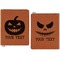 Halloween Pumpkin Cognac Leatherette Zipper Portfolios with Notepad - Double Sided - Apvl