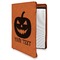 Halloween Pumpkin Cognac Leatherette Zipper Portfolios with Notepad - Main