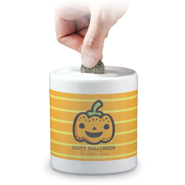 Custom Halloween Pumpkin Coin Bank (Personalized)