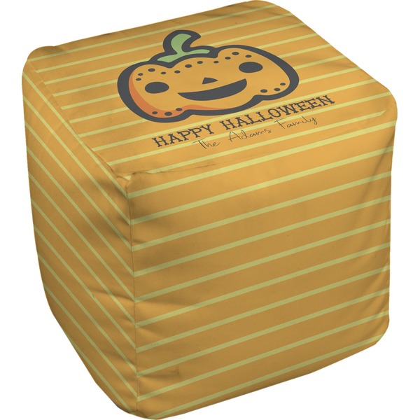 Custom Halloween Pumpkin Cube Pouf Ottoman (Personalized)