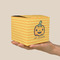 Halloween Pumpkin Cube Favor Gift Box - On Hand - Scale View