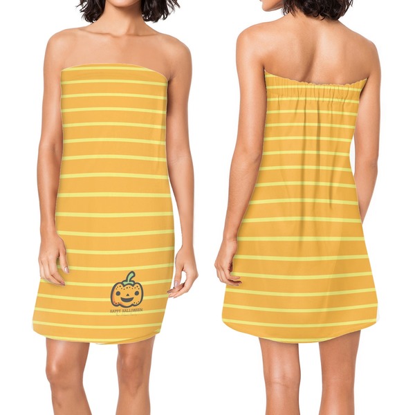 Halloween Pumpkin Custom Bath Wrap - Front & Back View