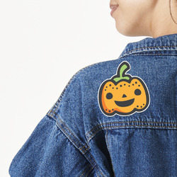 Halloween Pumpkin Twill Iron On Patch - Custom Shape - Large
