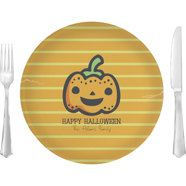 Custom Halloween Pumpkin 10" Glass Lunch / Dinner Plates - Single or Set (Personalized)