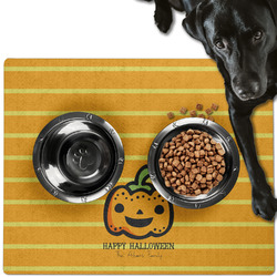 Halloween Pumpkin Dog Food Mat - Large w/ Name or Text