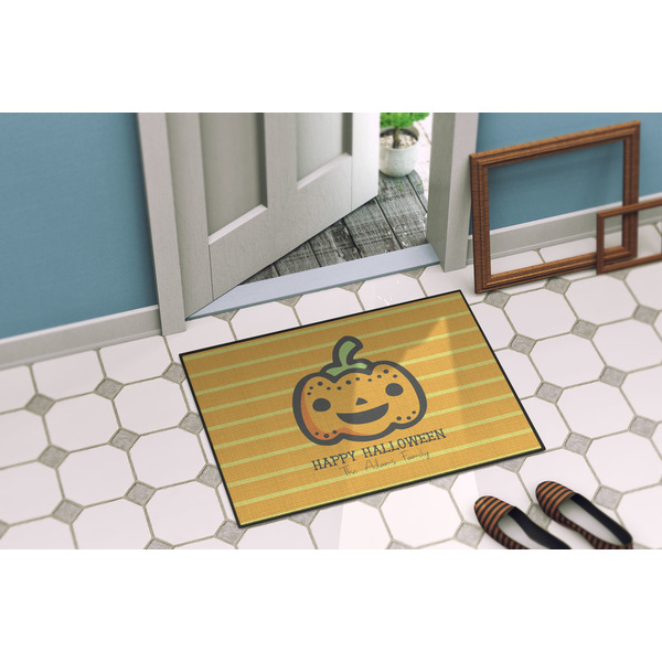 Halloween Pumpkin Door Mat Lifestyle