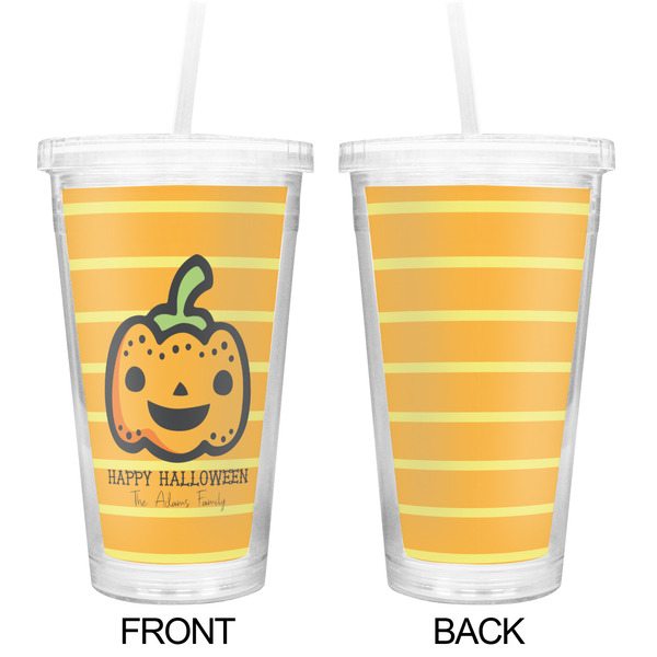 Halloween Pumpkin Double Wall Tumbler with Straw - Approval