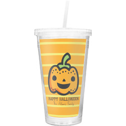 Halloween Pumpkin Double Wall Tumbler with Straw (Personalized)