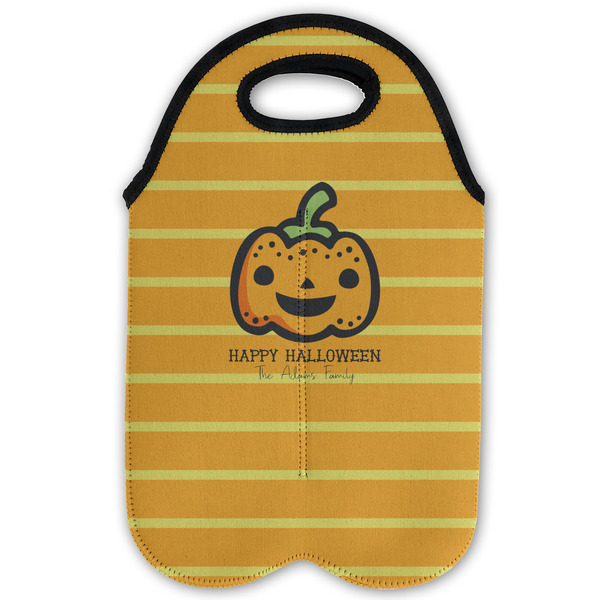 Halloween Pumpkin Double Wine Tote - Flat (new)
