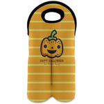 Halloween Pumpkin Wine Tote Bag (2 Bottles) (Personalized)