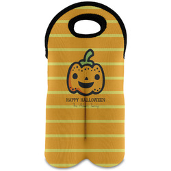 Halloween Pumpkin Wine Tote Bag (2 Bottles) (Personalized)