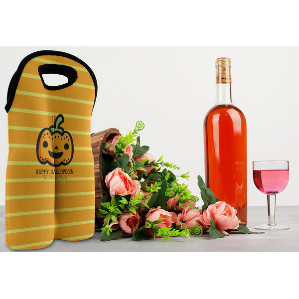 Halloween Pumpkin Double Wine Tote - LIFESTYLE (new)