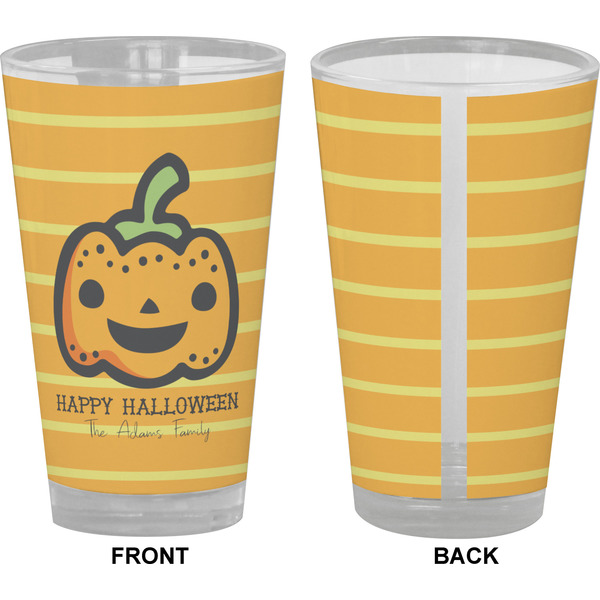 Halloween Pumpkin Pint Glass - Full Color - Front & Back Views