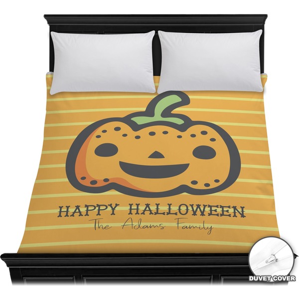 Custom Halloween Pumpkin Duvet Cover - Full / Queen (Personalized)