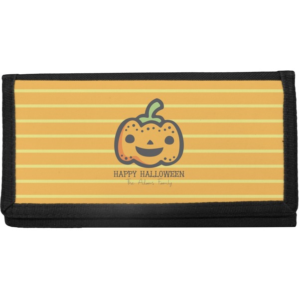 Custom Halloween Pumpkin Canvas Checkbook Cover (Personalized)