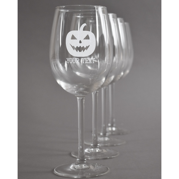 Custom Halloween Pumpkin Wine Glasses (Set of 4) (Personalized)