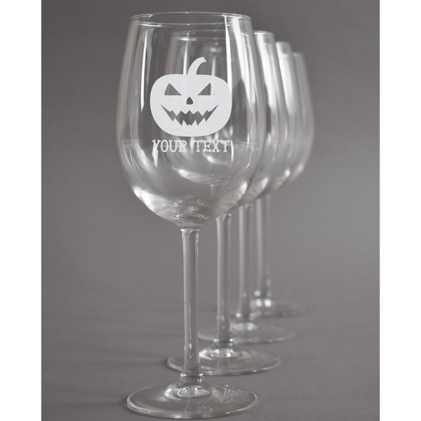 Custom Halloween Pumpkin Wine Glasses (Set of 4) (Personalized)