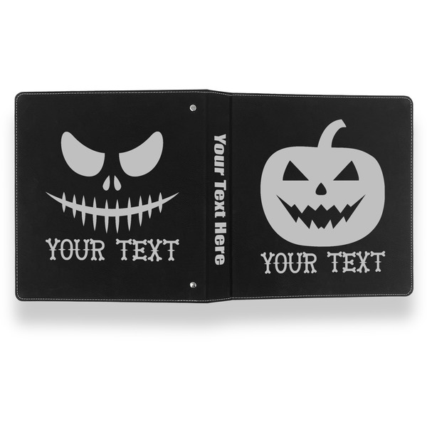 Halloween Pumpkin Leather Binder - 1" - Black- Back Spine Front View