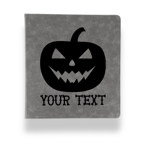 Custom Halloween Pumpkin Leather Binder - 1" - Grey (Personalized)