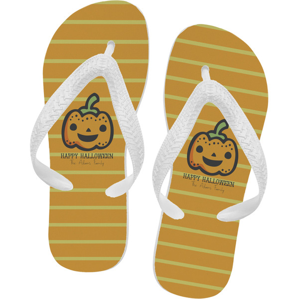 Custom Halloween Pumpkin Flip Flops - Medium (Personalized)