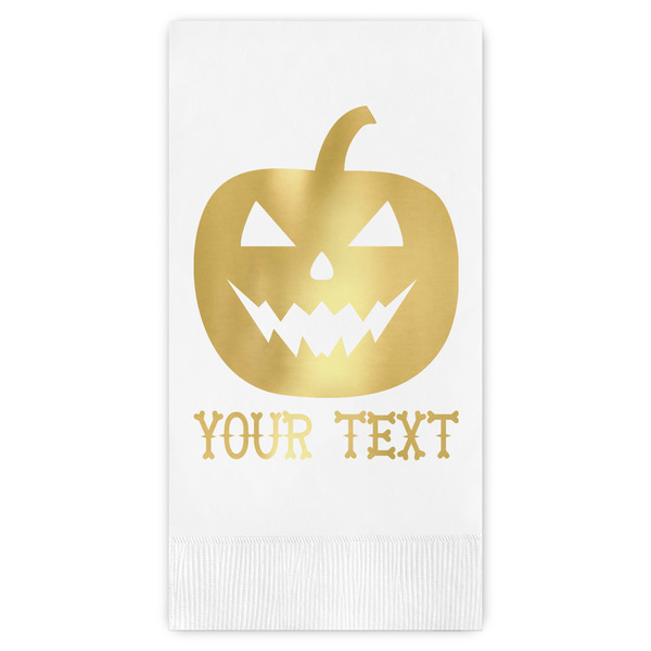 Custom Halloween Pumpkin Guest Napkins - Foil Stamped (Personalized)