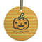 Halloween Pumpkin Flat Glass Ornament - Round w/ Name or Text