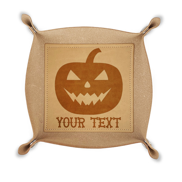 Custom Halloween Pumpkin Genuine Leather Valet Tray (Personalized)