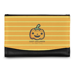 Halloween Pumpkin Genuine Leather Women's Wallet - Small (Personalized)
