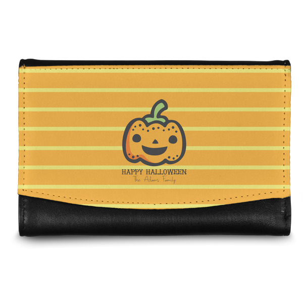 Custom Halloween Pumpkin Genuine Leather Women's Wallet - Small (Personalized)