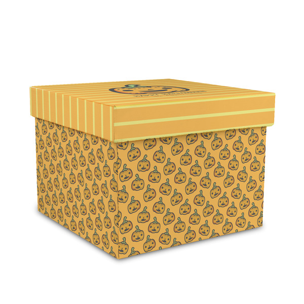 Custom Halloween Pumpkin Gift Box with Lid - Canvas Wrapped - Medium (Personalized)