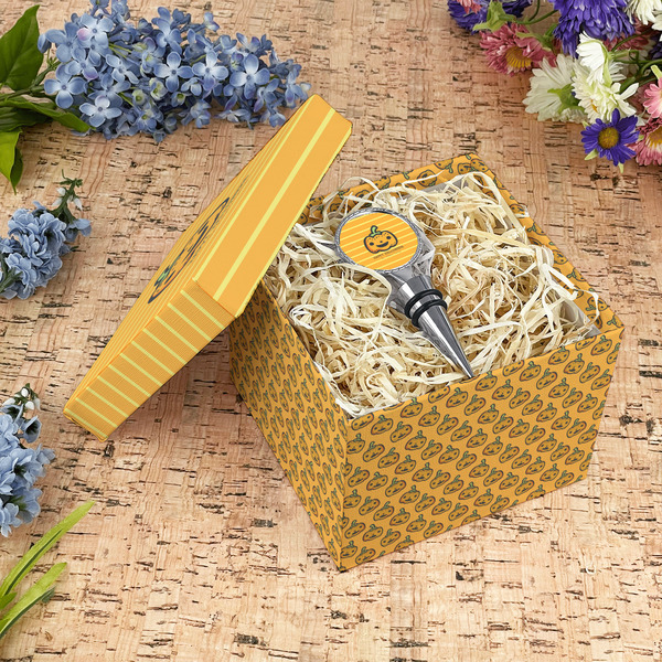 Halloween Pumpkin Gift Boxes with Lid - Canvas Wrapped - Medium - In Context