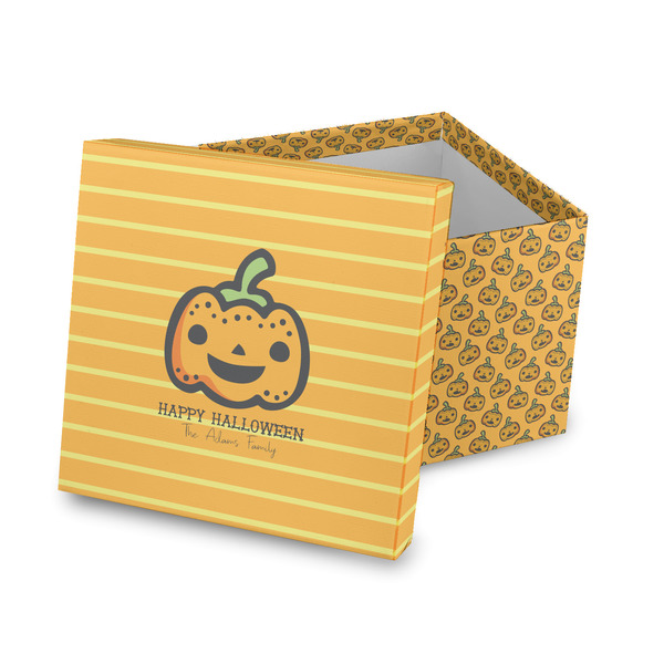 Custom Halloween Pumpkin Gift Box with Lid - Canvas Wrapped (Personalized)