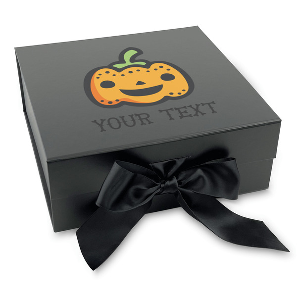 Custom Halloween Pumpkin Gift Box with Magnetic Lid - Black (Personalized)