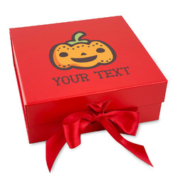 Halloween Pumpkin Gift Box with Magnetic Lid - Red (Personalized)