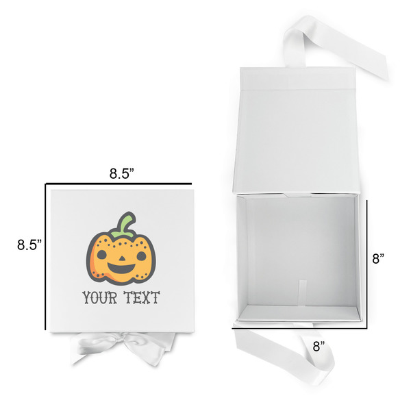 Halloween Pumpkin Gift Boxes with Magnetic Lid - White - Open & Closed