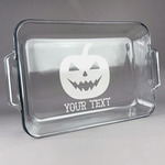 Halloween Pumpkin Glass Baking Dish with Truefit Lid - 13in x 9in (Personalized)