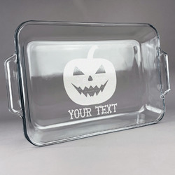 Halloween Pumpkin Glass Baking Dish with Truefit Lid - 13in x 9in (Personalized)