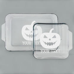 Halloween Pumpkin Set of Glass Baking & Cake Dish - 13in x 9in & 8in x 8in (Personalized)