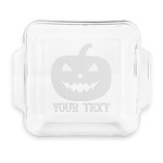 Halloween Pumpkin Glass Cake Dish with Truefit Lid - 8in x 8in (Personalized)