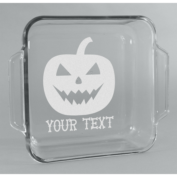 Custom Halloween Pumpkin Glass Cake Dish - 8in x 8in (Personalized)