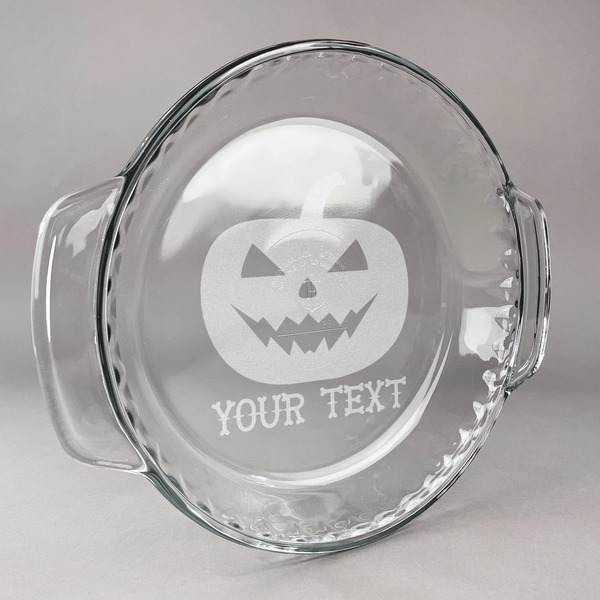 Custom Halloween Pumpkin Glass Pie Dish - 9.5in Round (Personalized)