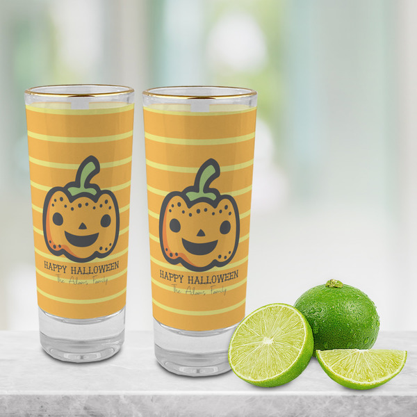 Halloween Pumpkin Glass Shot Glass - 2 oz - LIFESTYLE