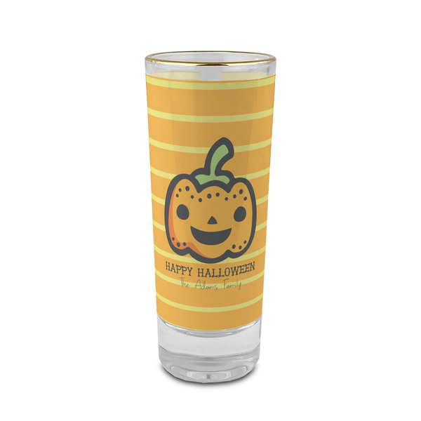 Custom Halloween Pumpkin 2 oz Shot Glass - Glass with Gold Rim (Personalized)