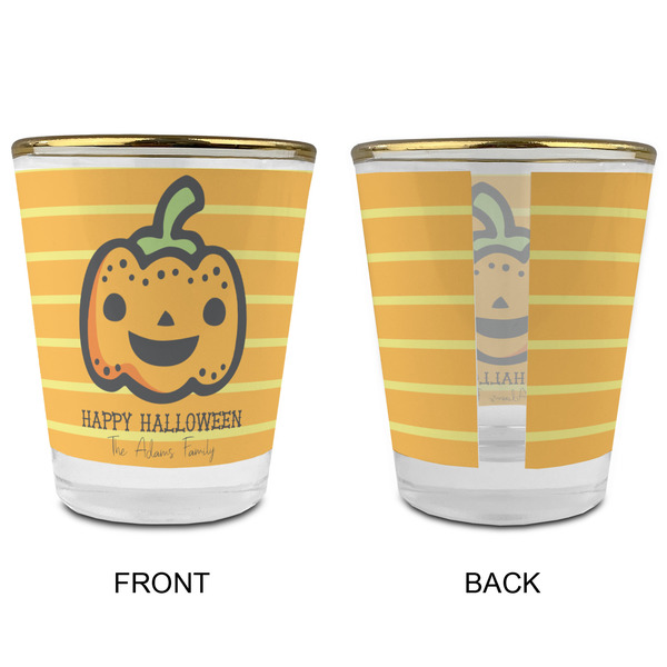 Halloween Pumpkin Glass Shot Glass - with gold rim - APPROVAL